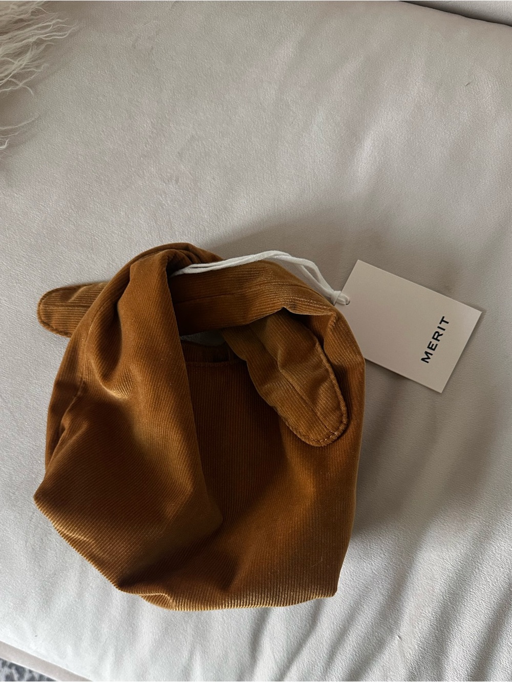 NWT Merit Women's Corduroy Knot Handle Bag in Brown